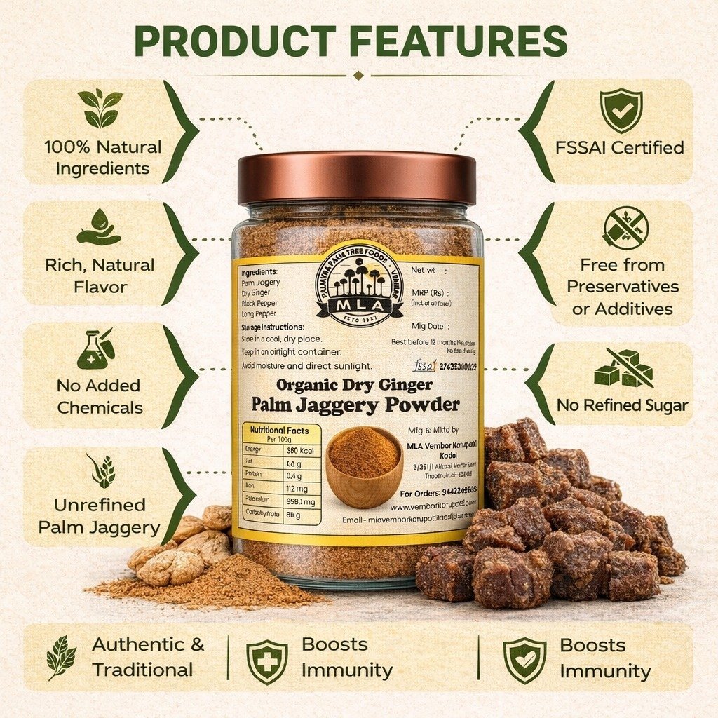 Dry Ginger Palm Jaggery Powder | சுக்கு கருப்பட்டி தூள் | Sukku / Sillu Karupatti Thool - Image 5