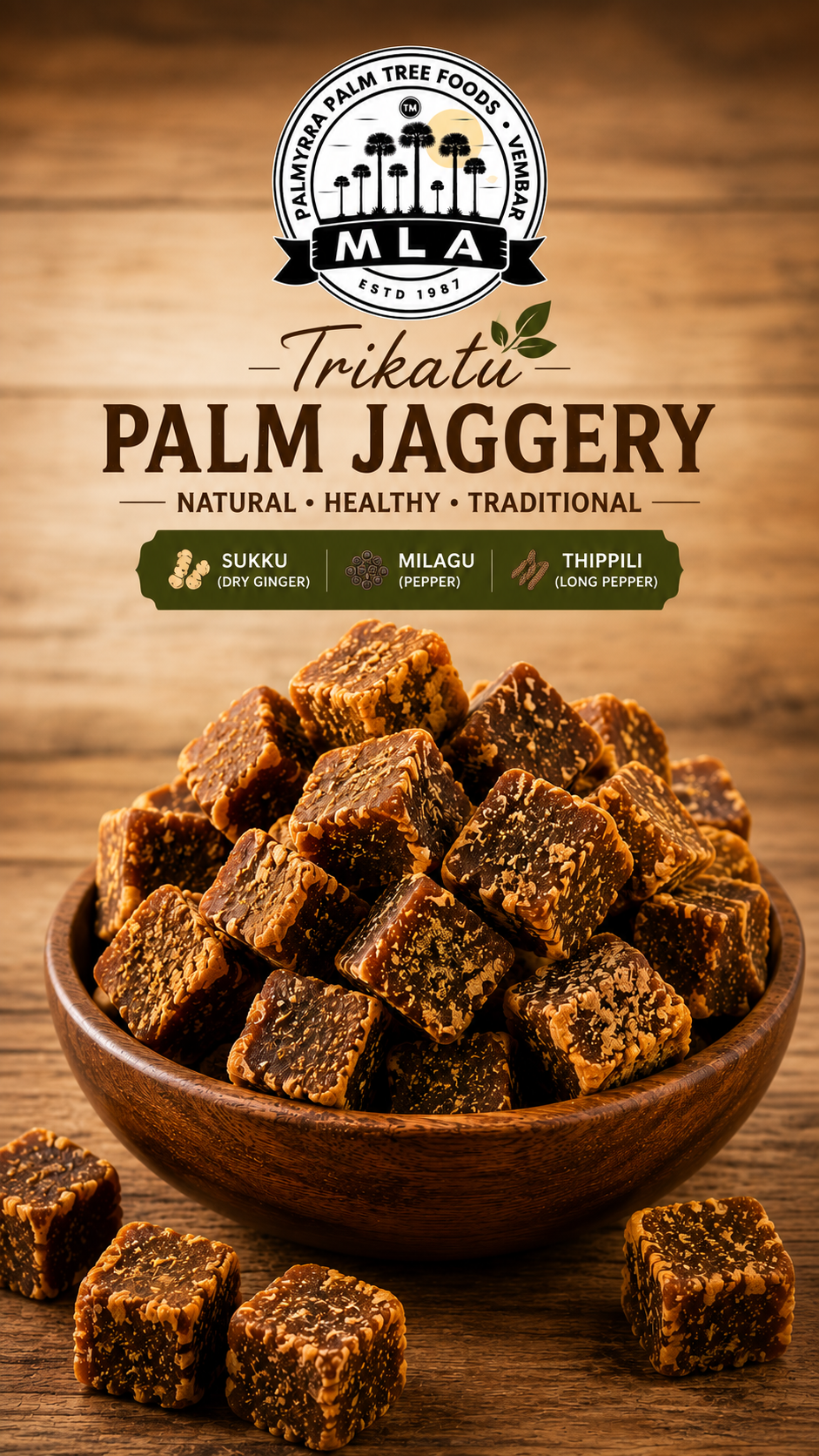 Trikatu Palm Jaggery | திரிகடுகம் கருப்பட்டி | Palm Jaggery with Trikatu Herbs